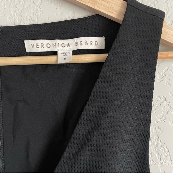 Veronica beard jumpsuit women's 6 black wide leg v-neck tuxedo sleeveless - Picture 5 of 7